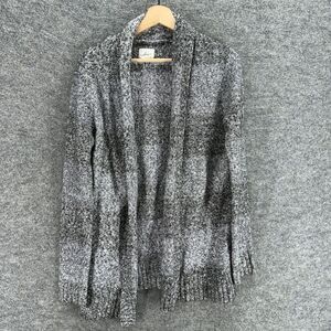 Levi's Cardigan Women M Medium Gray Striped Open Front Knit Long Sleeve Casual
